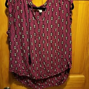 Lucky Brand Raspberry Geometric Print Geo Top XL
